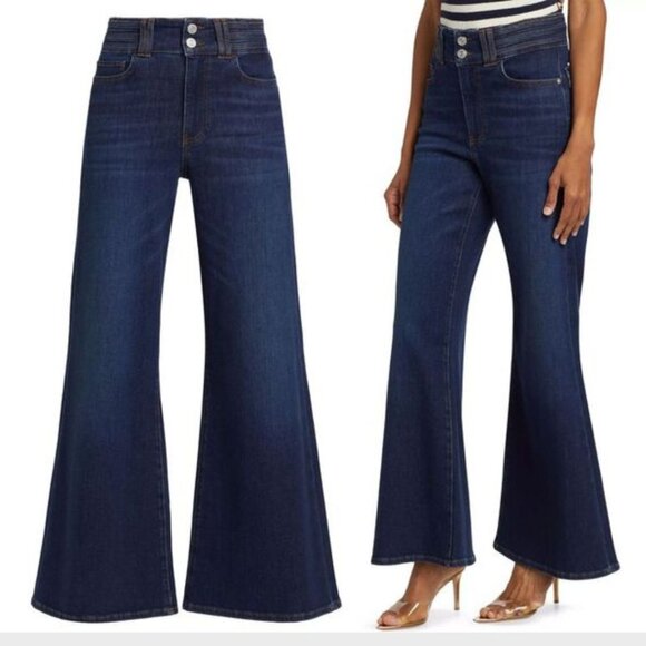 Frame - Triple Binding Slim Palazzo Jeans Flare Leg TBLSP291 Blue Fife: Size 26 - Picture 16 of 17